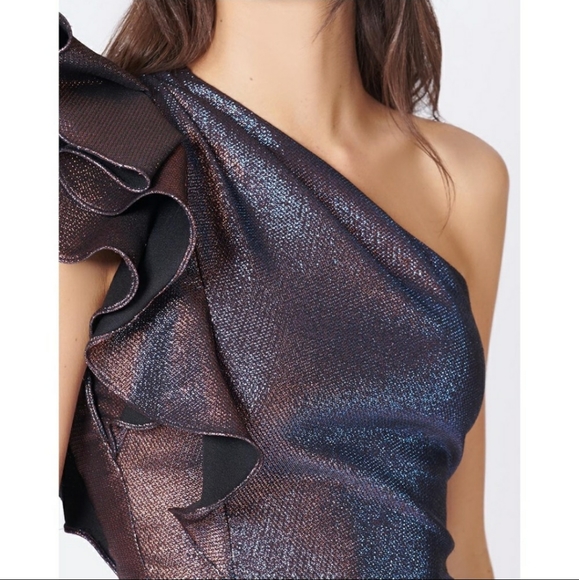 Veronica Beard Ensley Metallic Ruffle Mini Dress - Picture 4 of 7